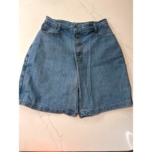 Vivaldi Jeanswear Vintage 90s Denim Skort High Waisted Button Fly Blue Womens 10